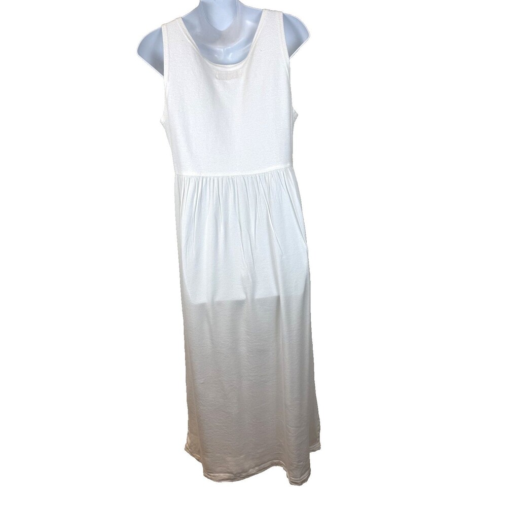 Lauren K. Sport Mixed-Media Terry Cloth & Tencel Bright White Maxi – Size Small - Picture 2 of 9